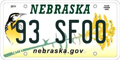 NE license plate 93SF00