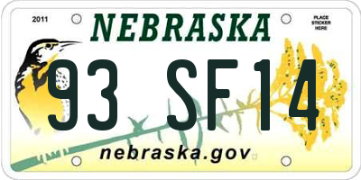 NE license plate 93SF14