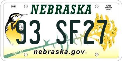 NE license plate 93SF27