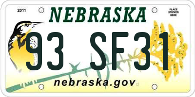 NE license plate 93SF31