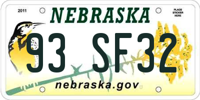 NE license plate 93SF32