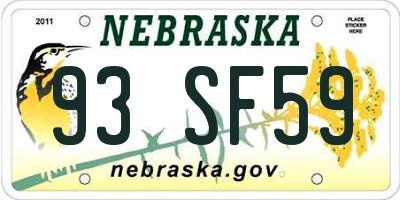 NE license plate 93SF59