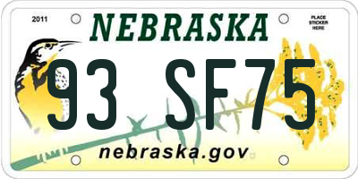 NE license plate 93SF75