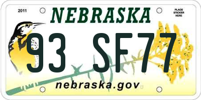 NE license plate 93SF77