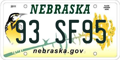 NE license plate 93SF95