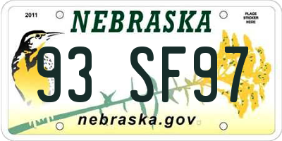 NE license plate 93SF97