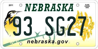 NE license plate 93SG27