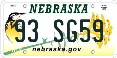 NE license plate 93SG59