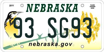 NE license plate 93SG93