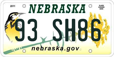 NE license plate 93SH86