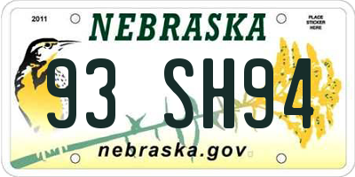 NE license plate 93SH94
