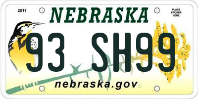 NE license plate 93SH99