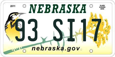 NE license plate 93SI17