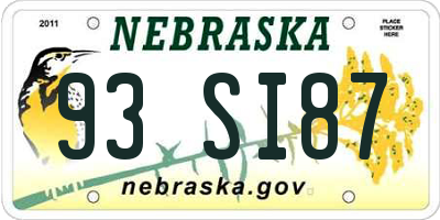 NE license plate 93SI87