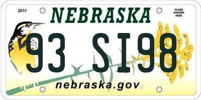 NE license plate 93SI98