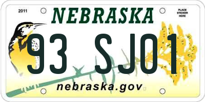 NE license plate 93SJ01