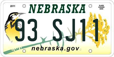 NE license plate 93SJ11