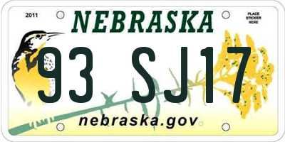 NE license plate 93SJ17