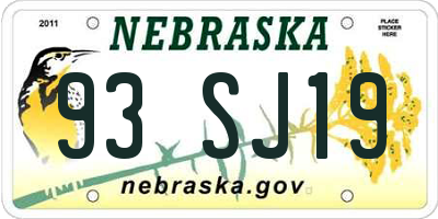NE license plate 93SJ19