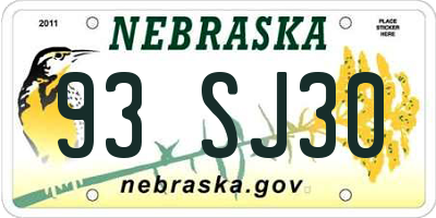 NE license plate 93SJ30