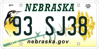 NE license plate 93SJ38