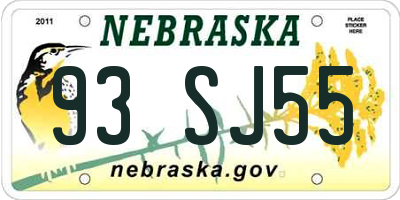 NE license plate 93SJ55