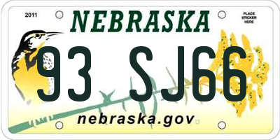 NE license plate 93SJ66