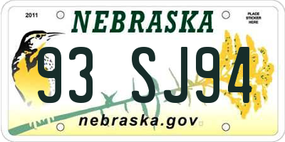 NE license plate 93SJ94