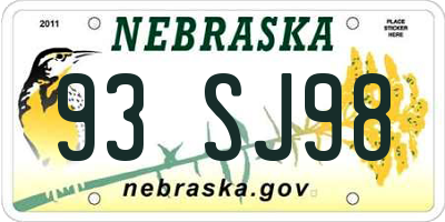 NE license plate 93SJ98
