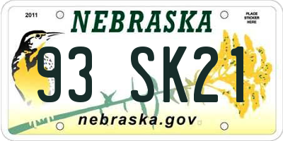 NE license plate 93SK21