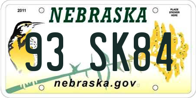 NE license plate 93SK84