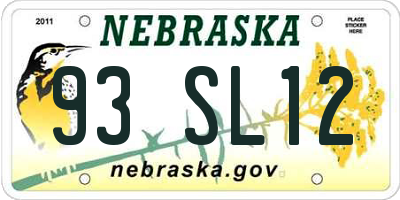 NE license plate 93SL12