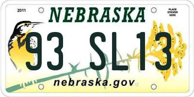 NE license plate 93SL13