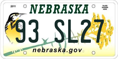 NE license plate 93SL27