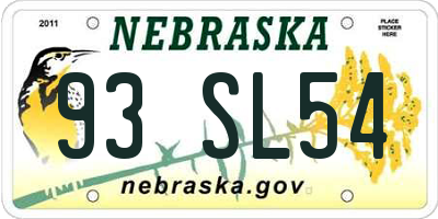 NE license plate 93SL54