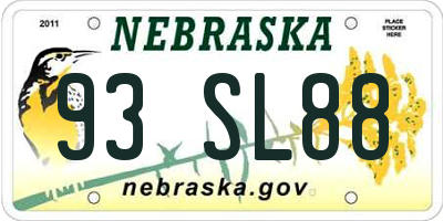 NE license plate 93SL88