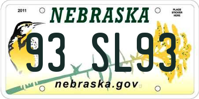 NE license plate 93SL93