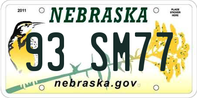 NE license plate 93SM77