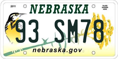 NE license plate 93SM78