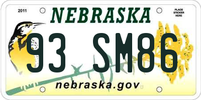 NE license plate 93SM86