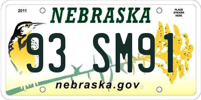 NE license plate 93SM91