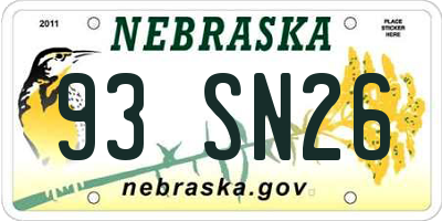 NE license plate 93SN26