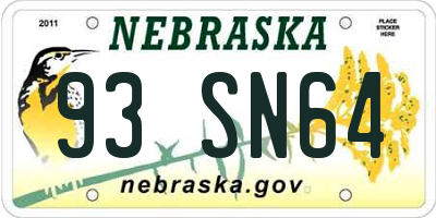 NE license plate 93SN64