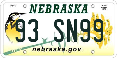 NE license plate 93SN99
