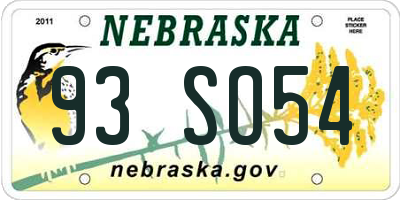 NE license plate 93SO54