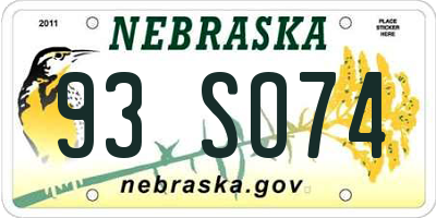 NE license plate 93SO74