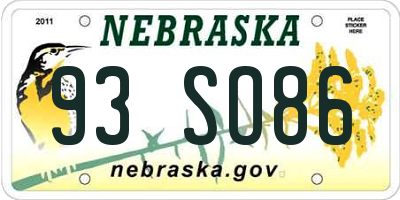 NE license plate 93SO86