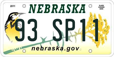 NE license plate 93SP11