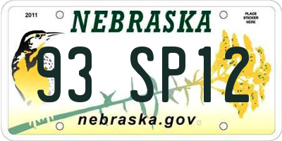 NE license plate 93SP12