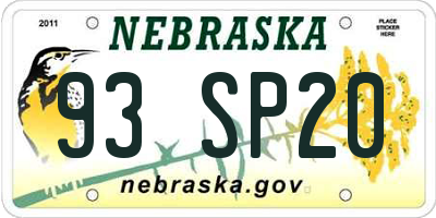 NE license plate 93SP20
